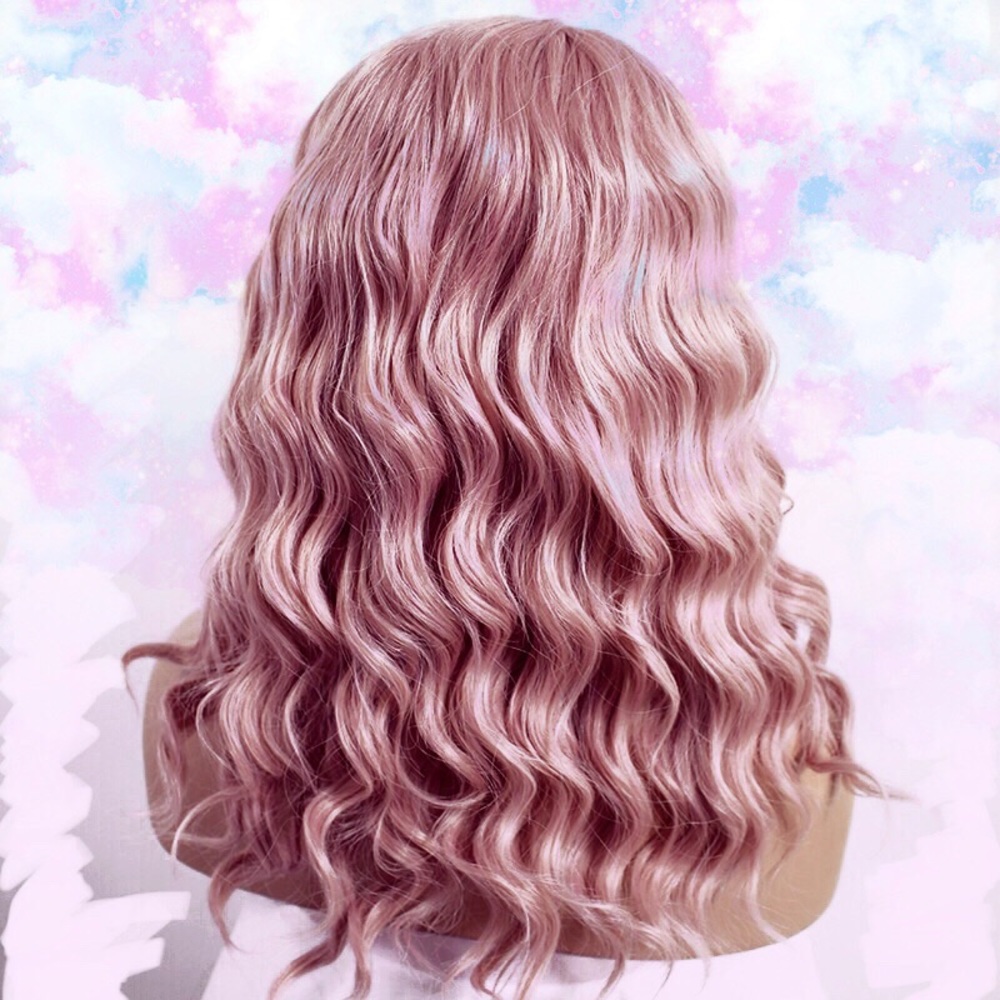 Curly Pink Wig Medium Length - Picture 4 of 8